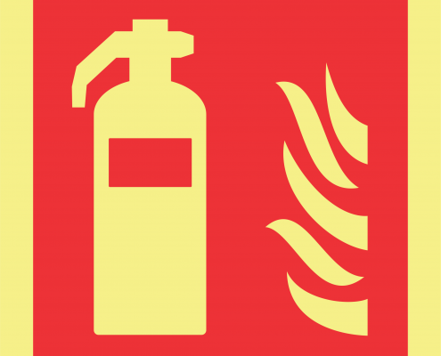 Brannslukker - brannskilt med symbol