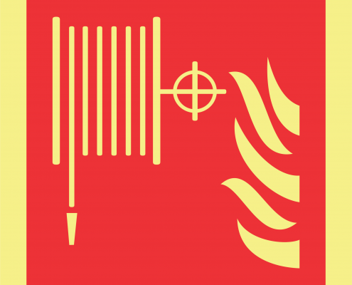 Brannslange - brannskilt med symbol